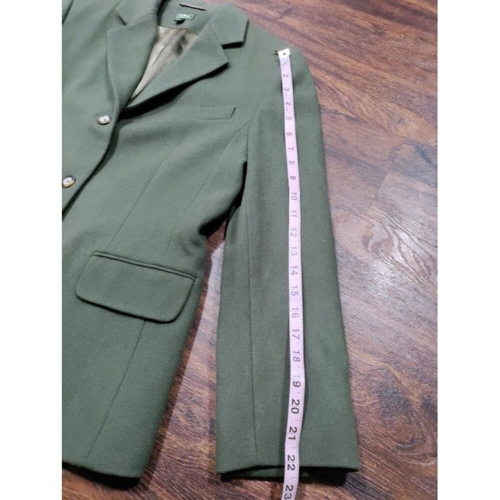 VINTAGE 90's L.L. Bean Cashmere Wool Blazer Jacket Forest Green Size 12P - Picture 15 of 16